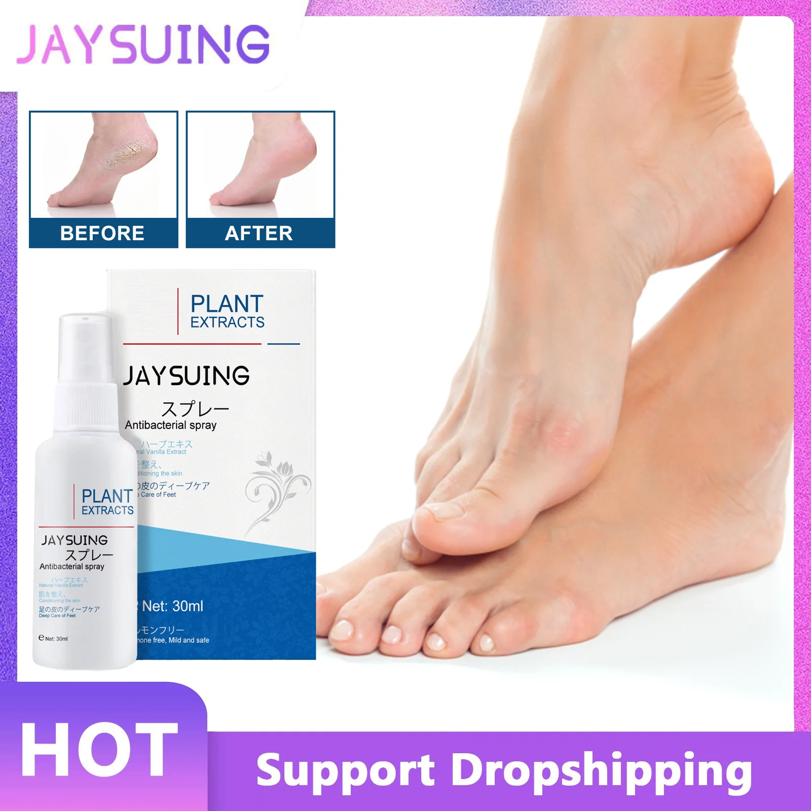 

Anti Cracked Foot Spray Softening Calluses Remove Dead Skin Odor Anti Dryness Peeling Relieve Itch Sweat Exfoliating Feet Spray