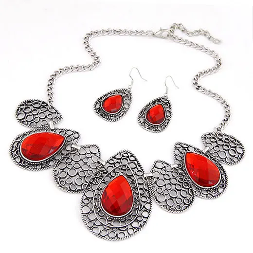 

Bohemia Boast Clothing Accessories Water Drop Baroque Temperament Clavicle Chain Short Necklace Earrings Women's Jewelry Set