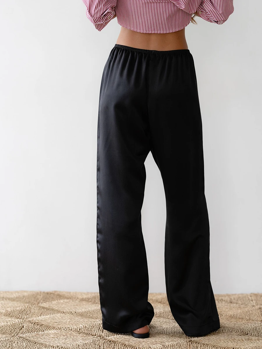 Брюки для женщин весна-осень однотонные шелковые узкие брюки отдыха эластичный