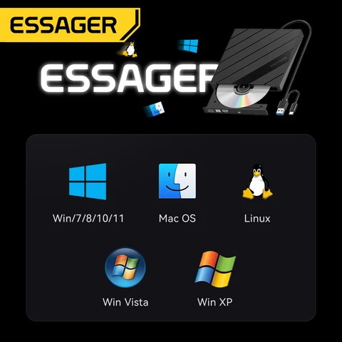 Essager Портативный внешний CD/DVD привод USB 3.0
