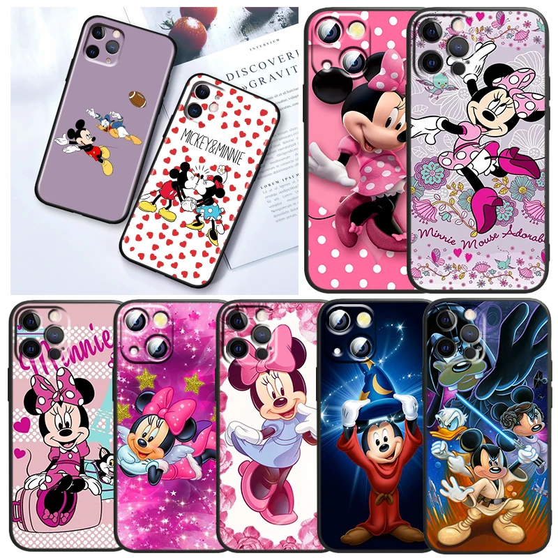 

Cute Mickey Mickey Mouse Phone Case For Apple iPhone 14 13 12 11 SE XS XR X 7 8 6 Mini Plus Pro MAX 2020 Black Soft Cover