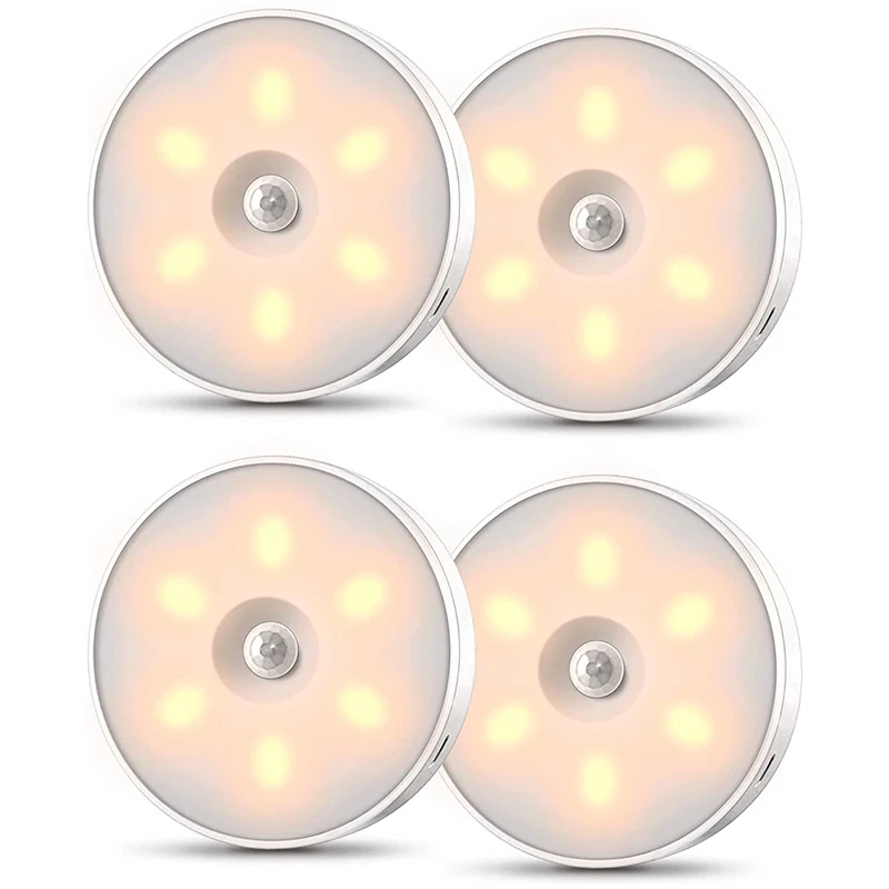 

Motion Sensor Light Puck Lights,4 Pcs Rechargeable Wireless Closet Light, Stick Anywhere Night Light For Under Cabinet