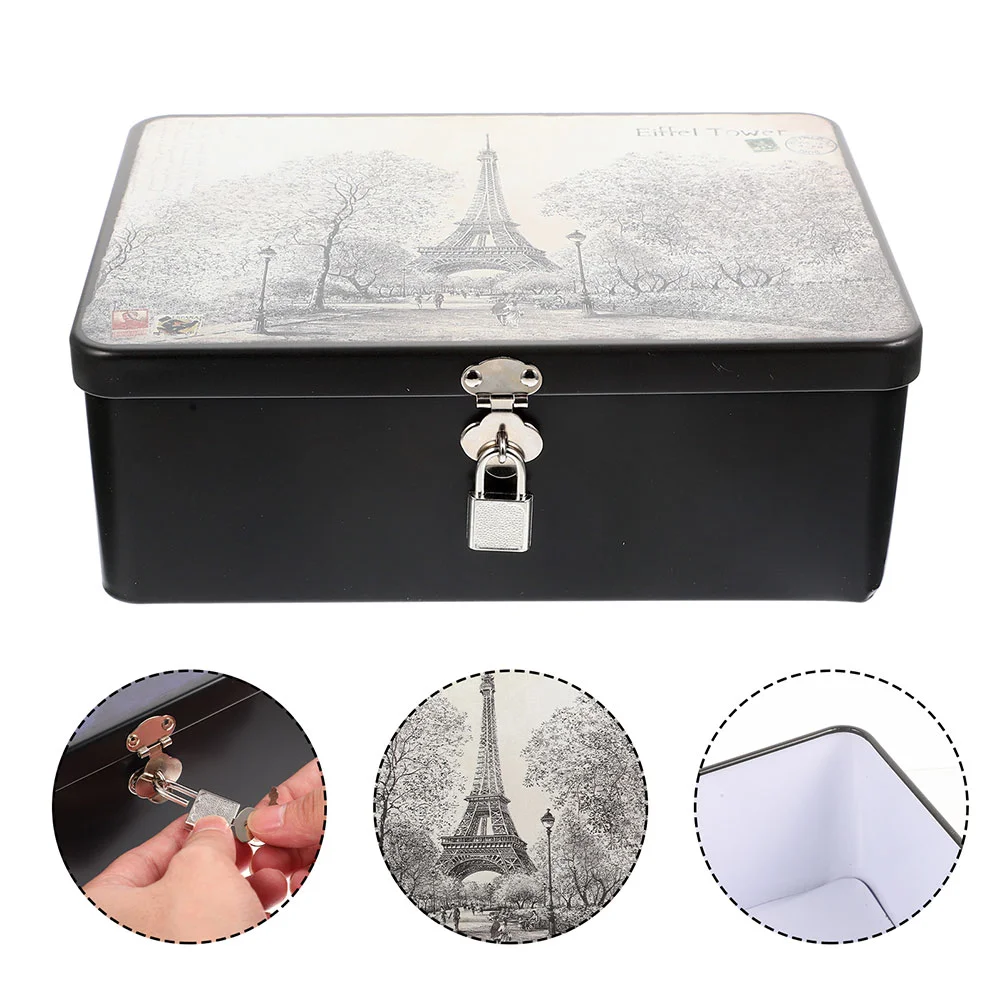 

Storage Box Lock Tinplate Containers Trinket Case Small Candy Wedding Tins Metal Lid