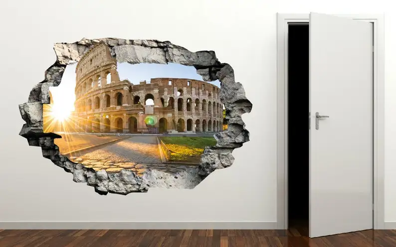 

Coliseum Roma 3D Wall Decal Smash Effect - Broken Wall Sticker - Vinyl Wall Decor - Decals for Walls - Stickers 3D Effect
