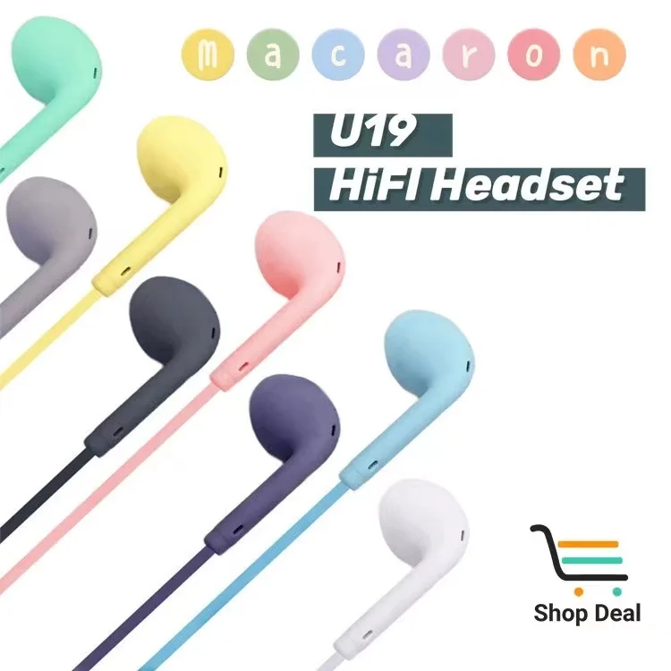 U19 Earbuds 10 Pieces Wired Headphones Gaming Headset 3.5mm Earphones With Mic Colorful HiFi Music Earphones Cheap Lot Wholesale
