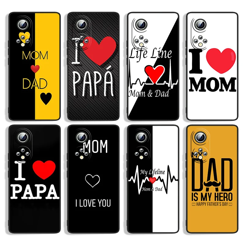 

Love Mom and Dad For Huawei Honor 60 SE 50 30i 20 10i 10X 10 9X 9C 9A 8A 8X Lite Pro Black Silicone Phone Case Capa