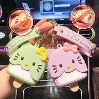 sanrioed hellokittys cartoon silicone coin purse keychain creative ice cream pendant cute coin storage bag ornament