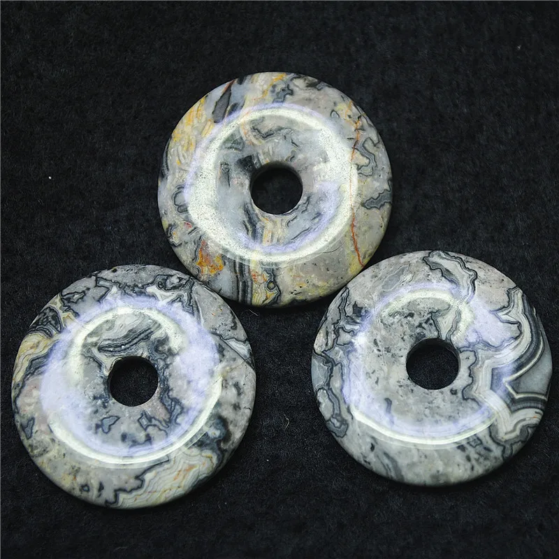 

5PCS Nature New Gemstone Jasper Pendants Donuts Shape 30MM For Women's Necklace Making New Arrival Stone Free Shipping Good Choi