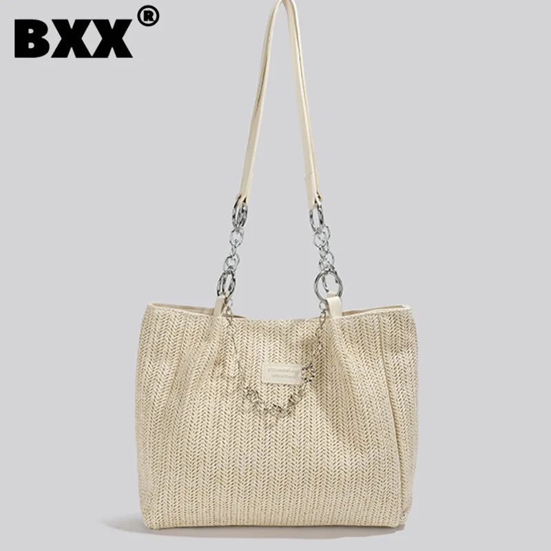 

[BXX] Summer Simple Designer Shoulder Bags Women's 2023 Trend New Versatile High-capacity Weave Bag Female Office Lady Fashion
