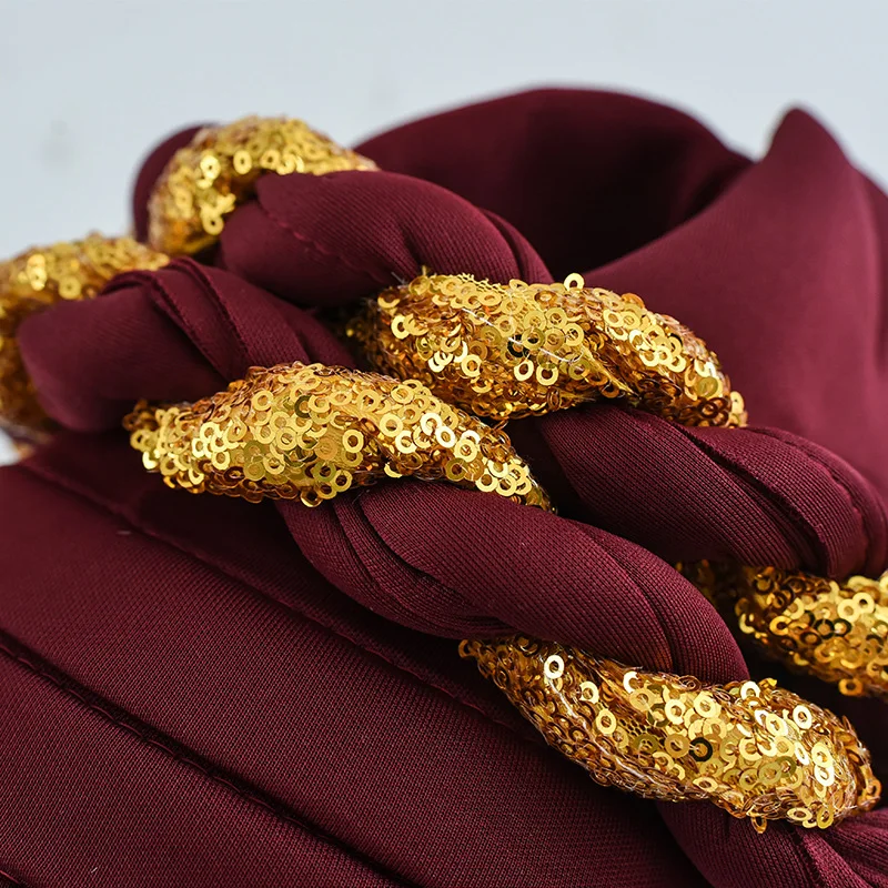 Летняя мусульманская новая шляпа 2024 тюрбан Женская трехслойная шапка с золотыми