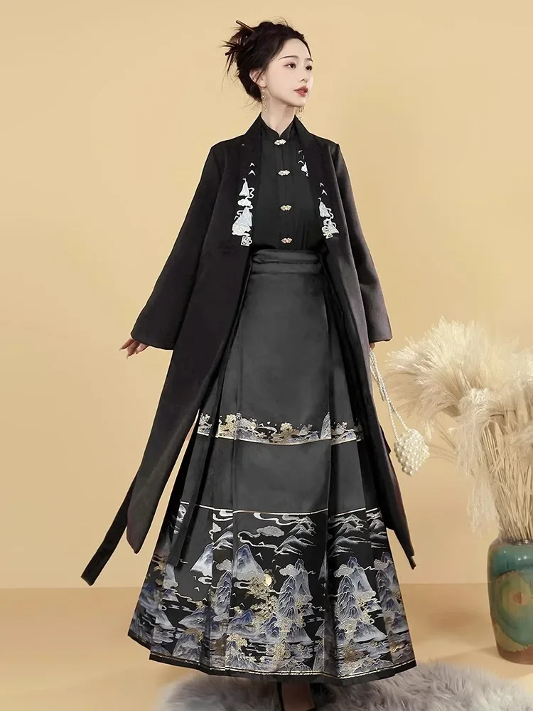 Женская улучшенная куртка Hanfu в новом китайском стиле с тканым золотым конским