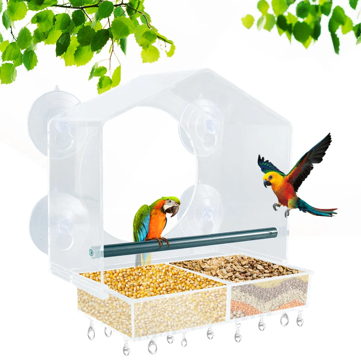 

Кормушка для птиц на подоконнике, акриловая прозрачная фотокормушка для домашних животных, с присоской