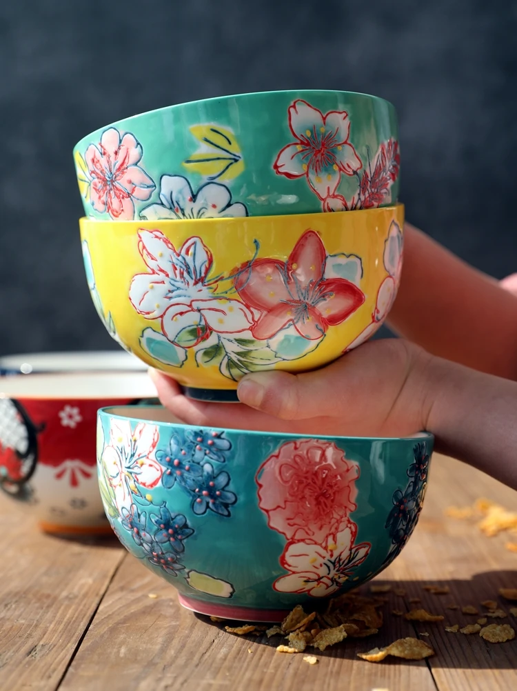 

Качественная чаша для риса ручной росписи, маленькая зеркальная чаша, чаша для риса с глянцевым покрытием, изысканная американская чаша для риса