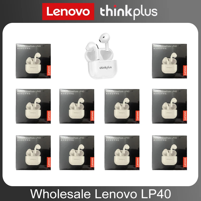 

Original Lenovo Thinkplus LP40 Wholesale 5Pcs 10Pcs Wireless Earphones Noise Reduction Headphones Touch Control Wireless Earbuds