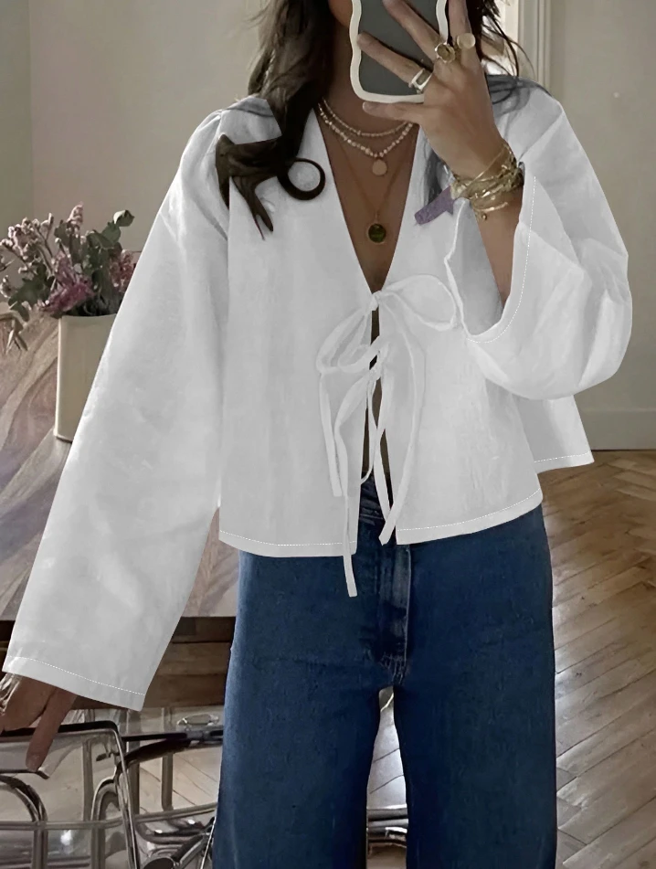 Женские блузки в социальном стиле осень-зима 2024 новейший частный сервер