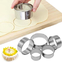 5pcs cookie cutter mold set stainless steel circle round shape biscuit cake fondant mould kitchen diy baking pastry cake tools
