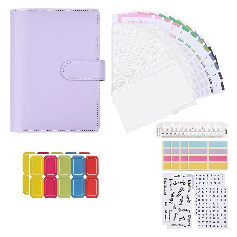 

A6 PU Leather Notebook Binder Budget Planning Notepad 6 Ring Binder Cover A6 Binder For Money Saving Envelopes