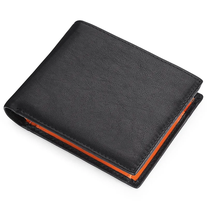 Multifunctional Suit Bag 2023 New Men's Wallet Top Layer Cowhide Contrasting Color Multifunctional Wallet RFID Anti-theft Brush