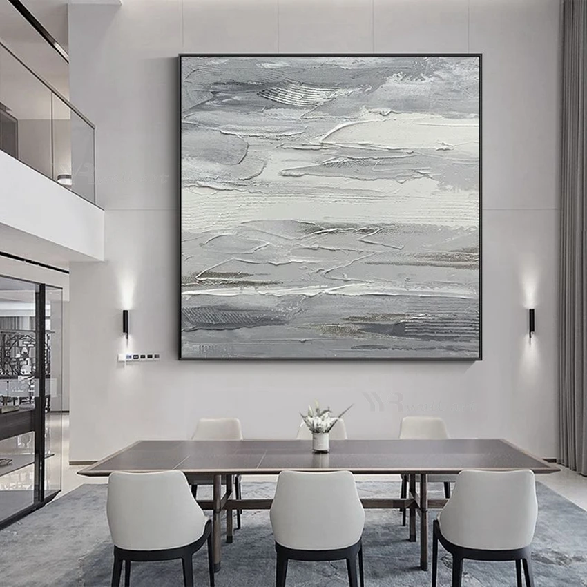 

Nordic Modern Simple Design Abstract Gray Painting On The Wall Home Decor Handmade Canvas Oil Painting Hanging Poster Art Pictur