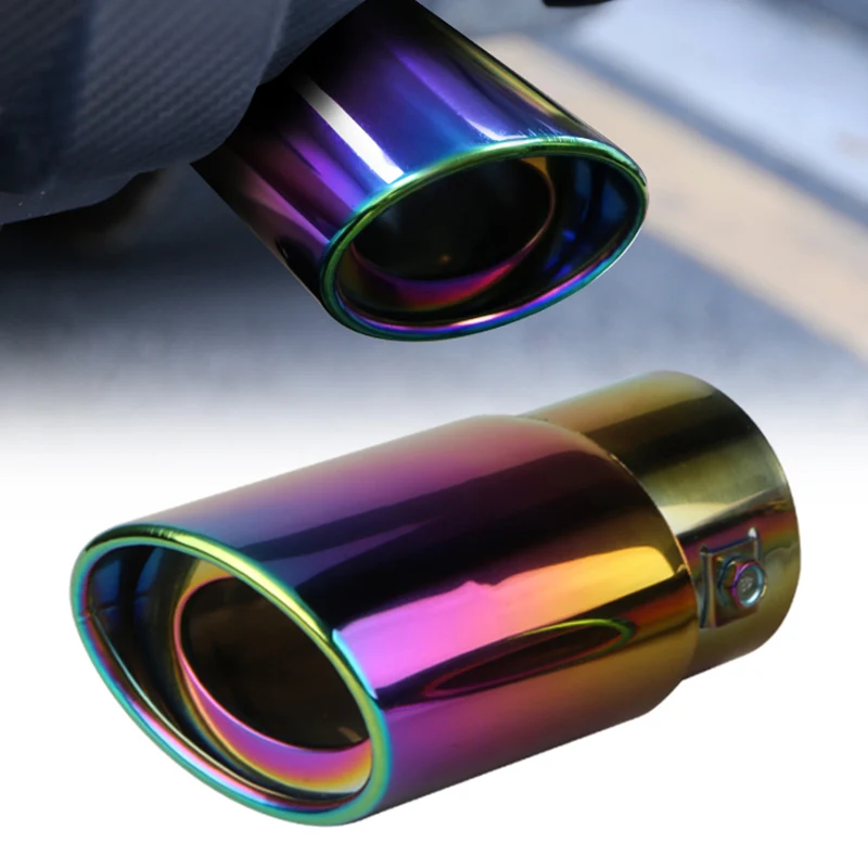 

Car Exhaust Muffler Tip Stainless Steel Round Pipe Colorful Straight Bent Exhaust Tail Muffler Tip Pipe Auto Accessories
