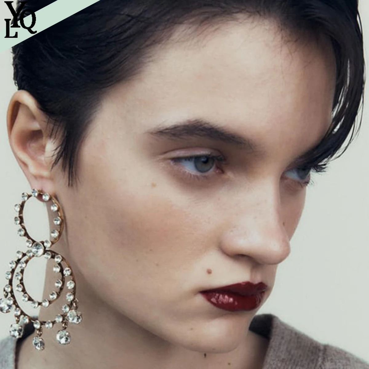 

Za Creative Multi-layer Circle Rhinestone Earrings for Woman Party Jewelry