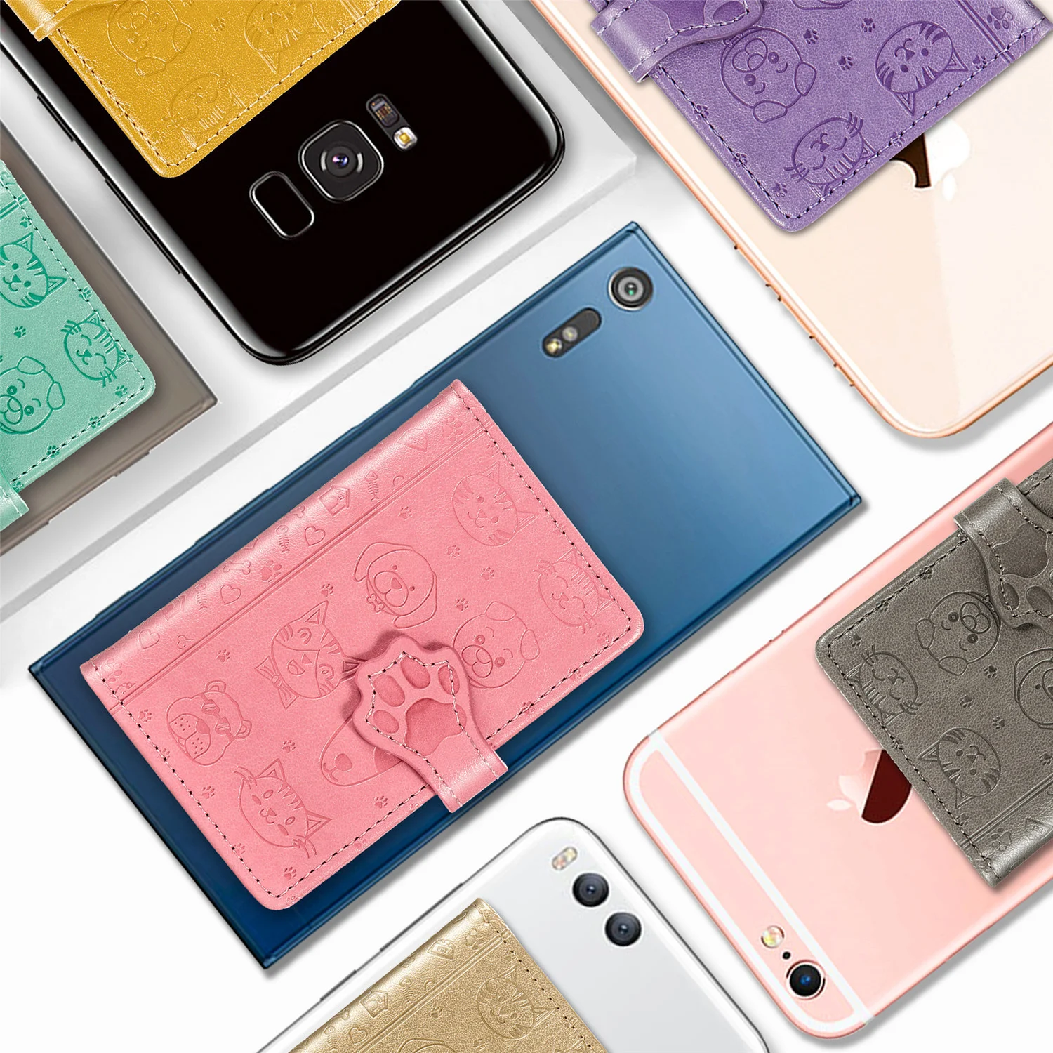 

Universal universal mobile phone card bag back stick 3M plastic card holder wallet type card holder clip stick mobile phone bag
