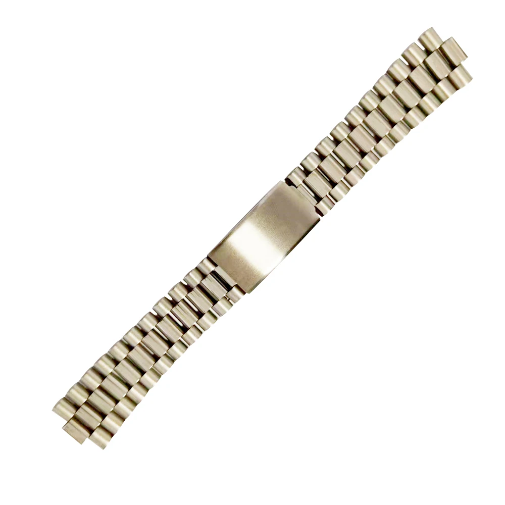 Gold Silver Stainless Steel President Curved End18mm 20mm 21mm Watch Strap Band Bracelet Fit For ROX SKX Watch