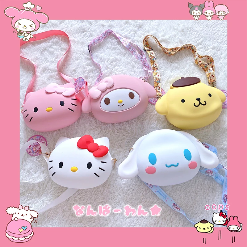 

Милый мультяшный Кошелек для монет Kawaii Kuromi My Melody Cinnamoroll, силиконовая сумка, кошелек для монет, Повседневная сумка, подарок для девушки с серд...