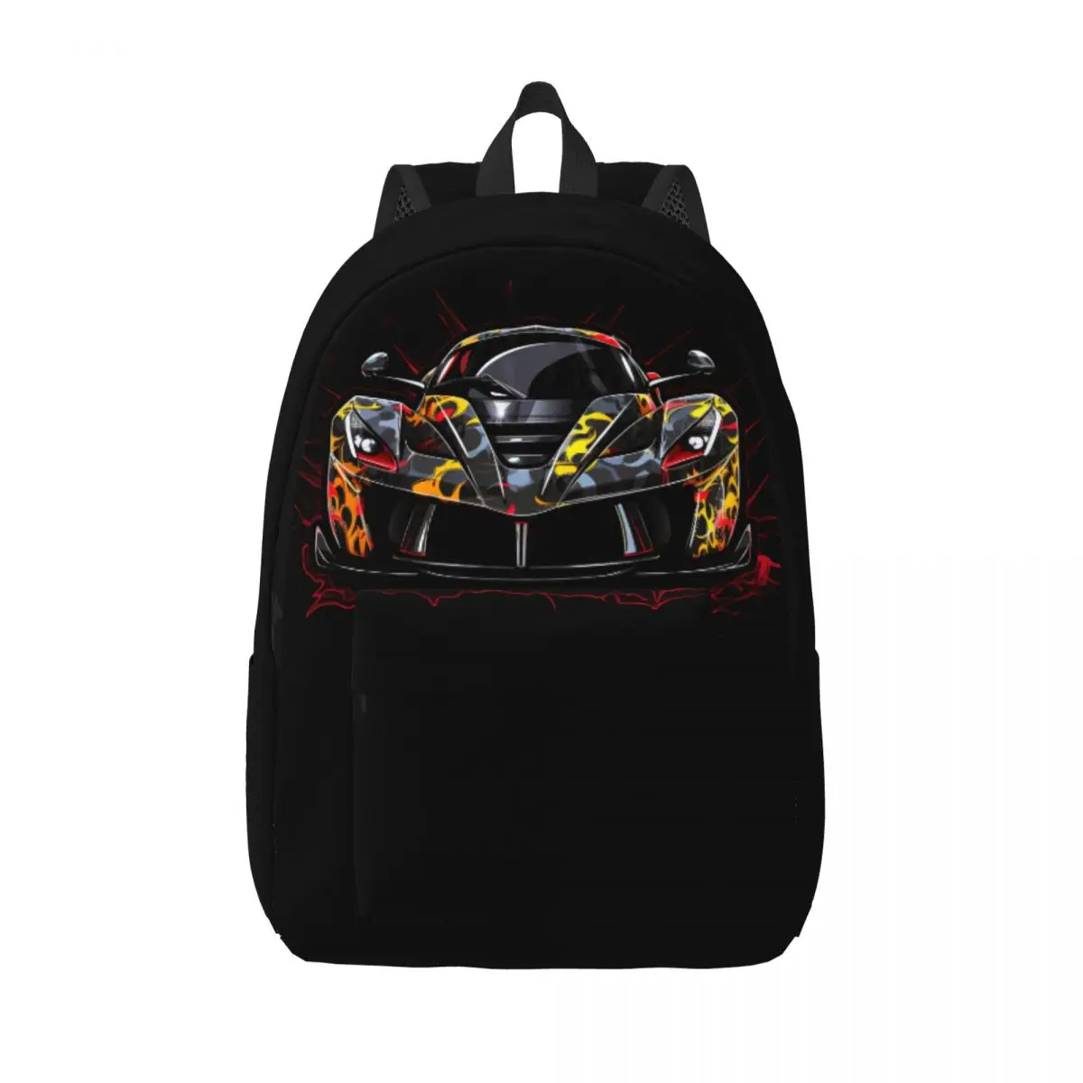 

Passionate Sports Car Canvas Backpacks Graffiti Cartoon Bag University Backpack Breathable Basic Bags