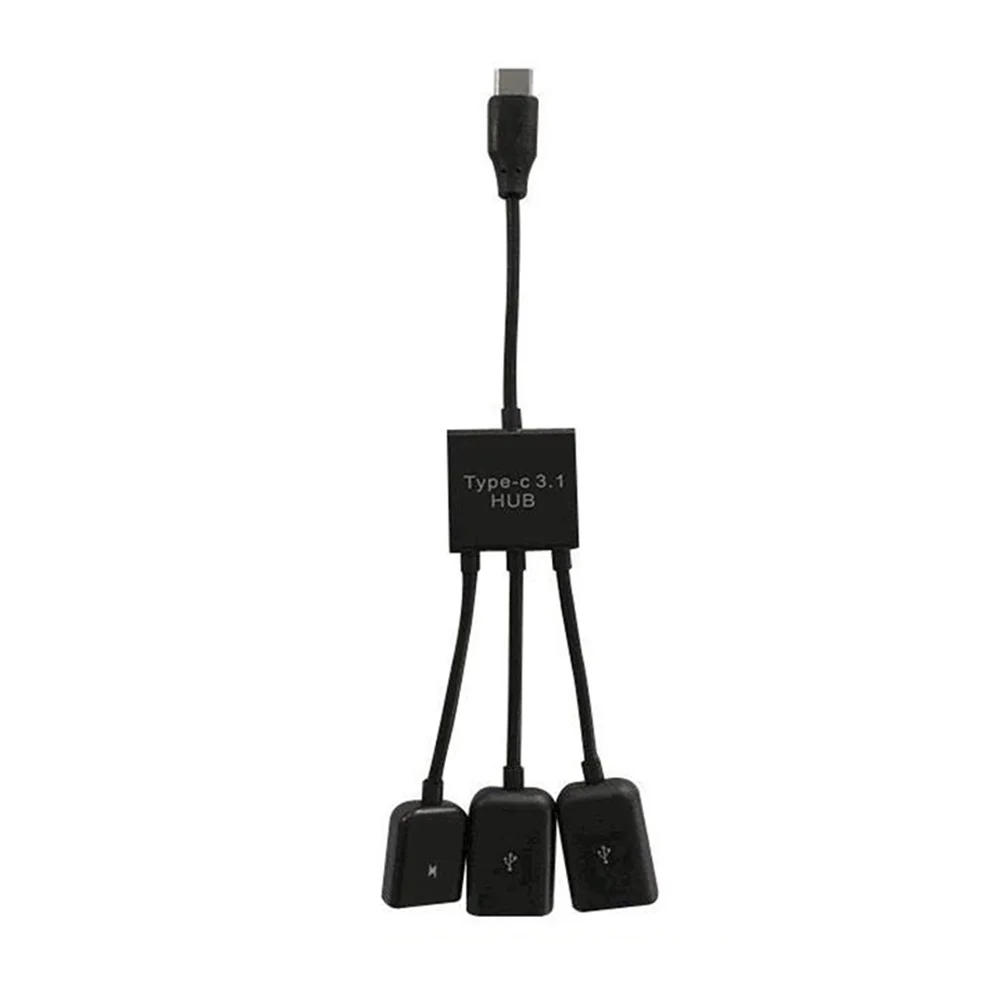 

USB Type C Hub 3 in 1 Multiple USB Cable USB Type C Connector Mini Portable OTG Host Cable for Phone Tablet (Black)