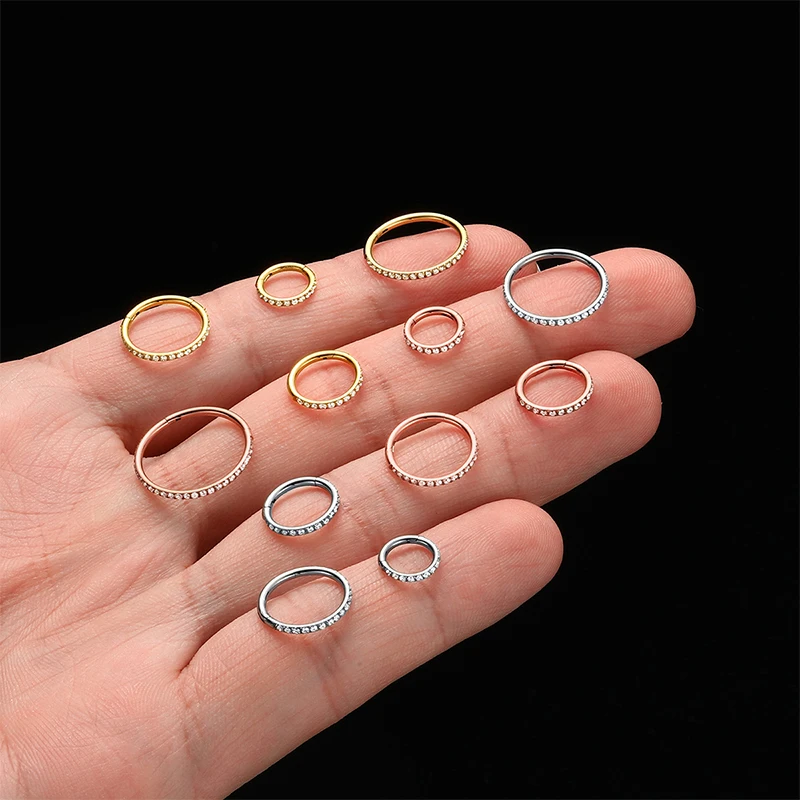 

G23 Titanium Clicker Ear Piercing Conch Cartilage Earrings CZ Hinge Nose Ring Septum Labret Piercing Body Jewelry Wholesale 16G