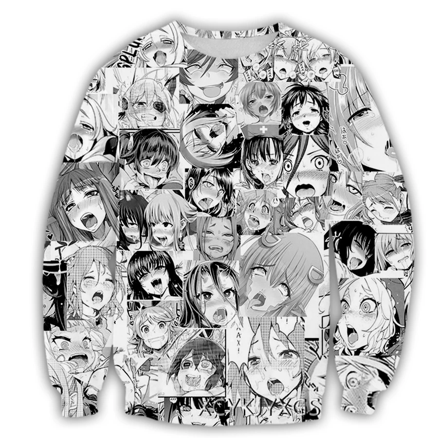 Новый Повседневный Свитшот phechion для мужчин и женщин аниме Ahegao с 3D принтом модная