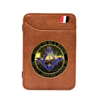 proud to a mason battle ground lodge 313 printing leather magic wallet vintage money clips card purse be3276