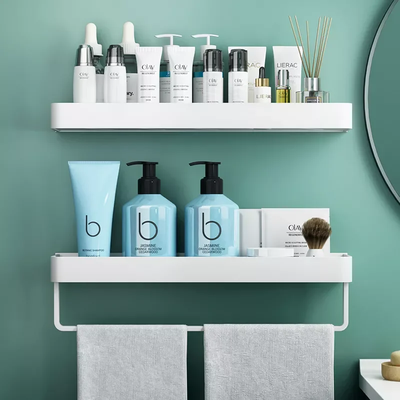 

2023NEW White Space Aluminum 30-40-50 cm Bathroom Shelves Single Tier Rack Shampoo Shelf Kitchen Shelf Bathroom Towel Bar Rack