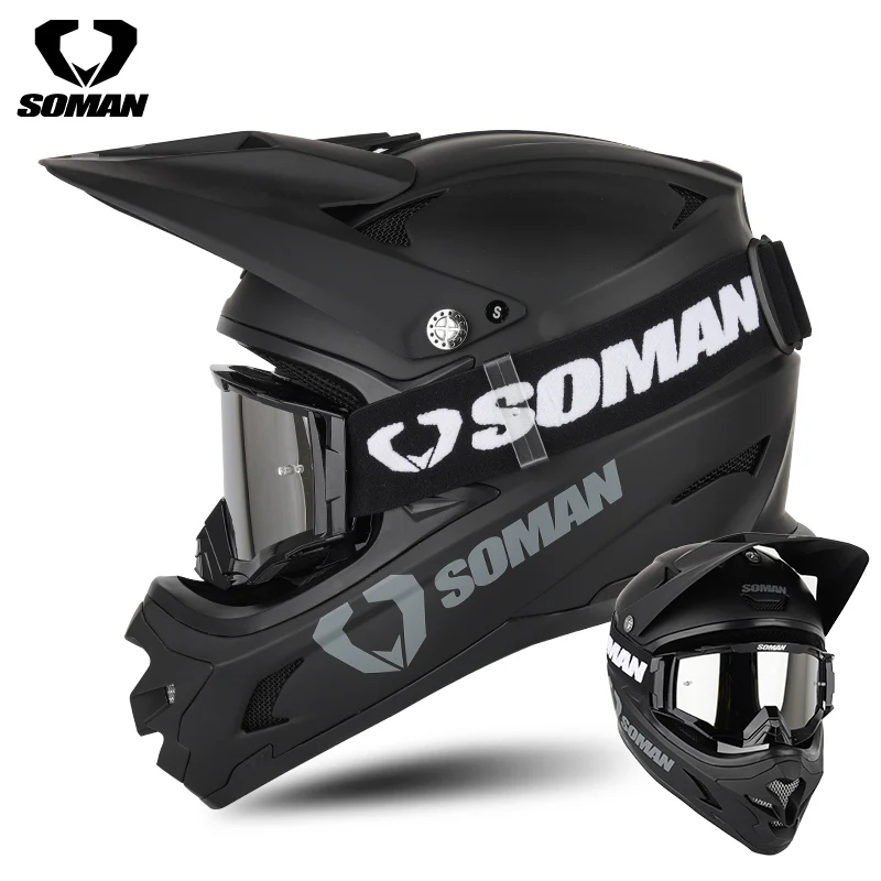 

NEW SOMAN Motocross Helmets Helmet for Off Road ATV Dirt Bike Downhill MTB DH Racing Capacetes ECE Approval with Goggles