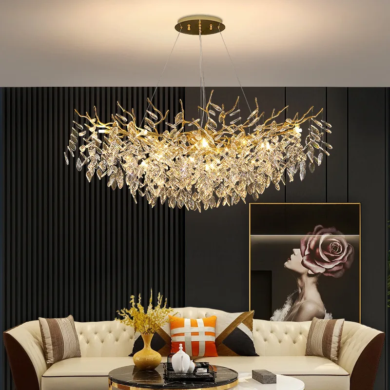 

Modern Branch Hanging Pendant LED Lamp Luxury Crystal Chandeliers Lighting Fixture Living Room Hotel Hall Lobby Decor Suspension
