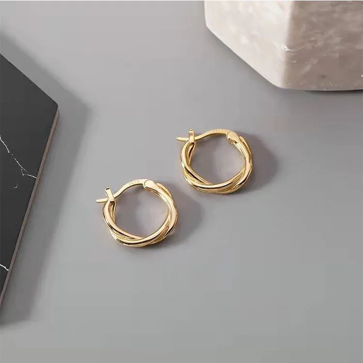 

Twist double-layer cross circle earrings cross-border niche design temperament ear jewelry wholesale