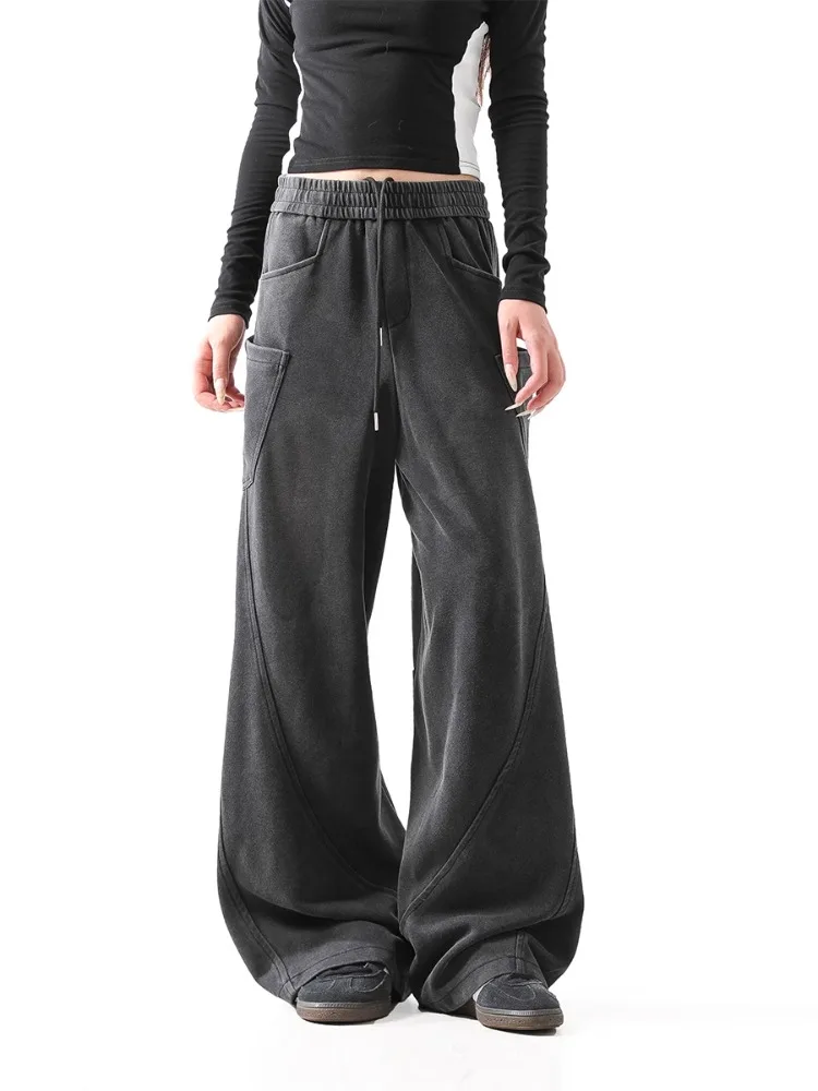 HOUZHOU винтажные мешковатые спортивные штаны Y2k для бега женские уличные в стиле