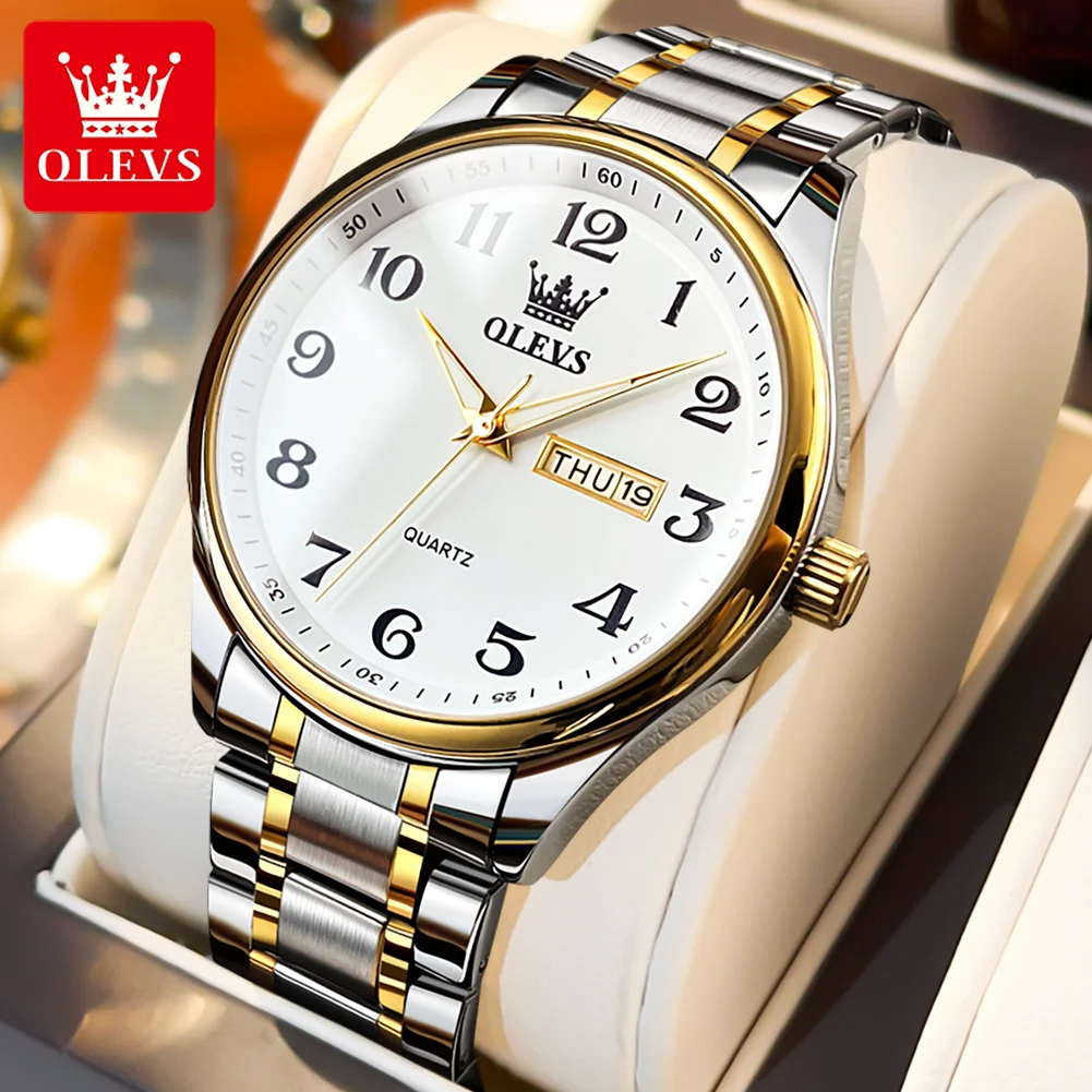 

OLEVS 5567 New Top Classic Men's Quartz Watch Waterproof Stainless Steel Strap Fashion Casual Male Wristwatches Gift Date Clock