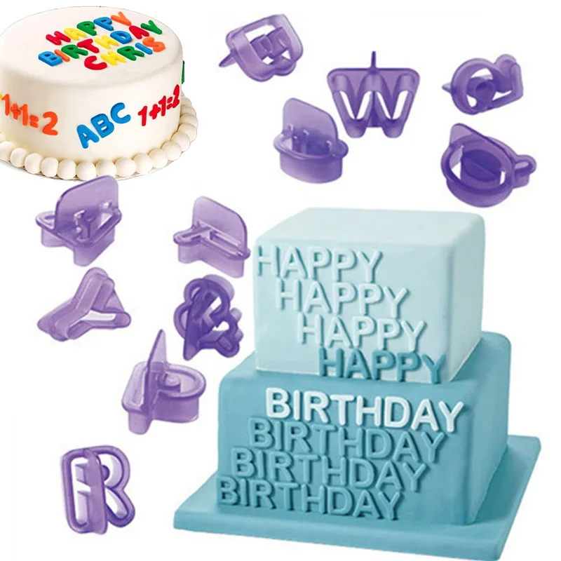 

40Pcs/Set Fondant Cake Cookie Mould ABS 3D English Letters Number DIY Biscuit Baking Embossing Modelling Decoration Tool XH8Z