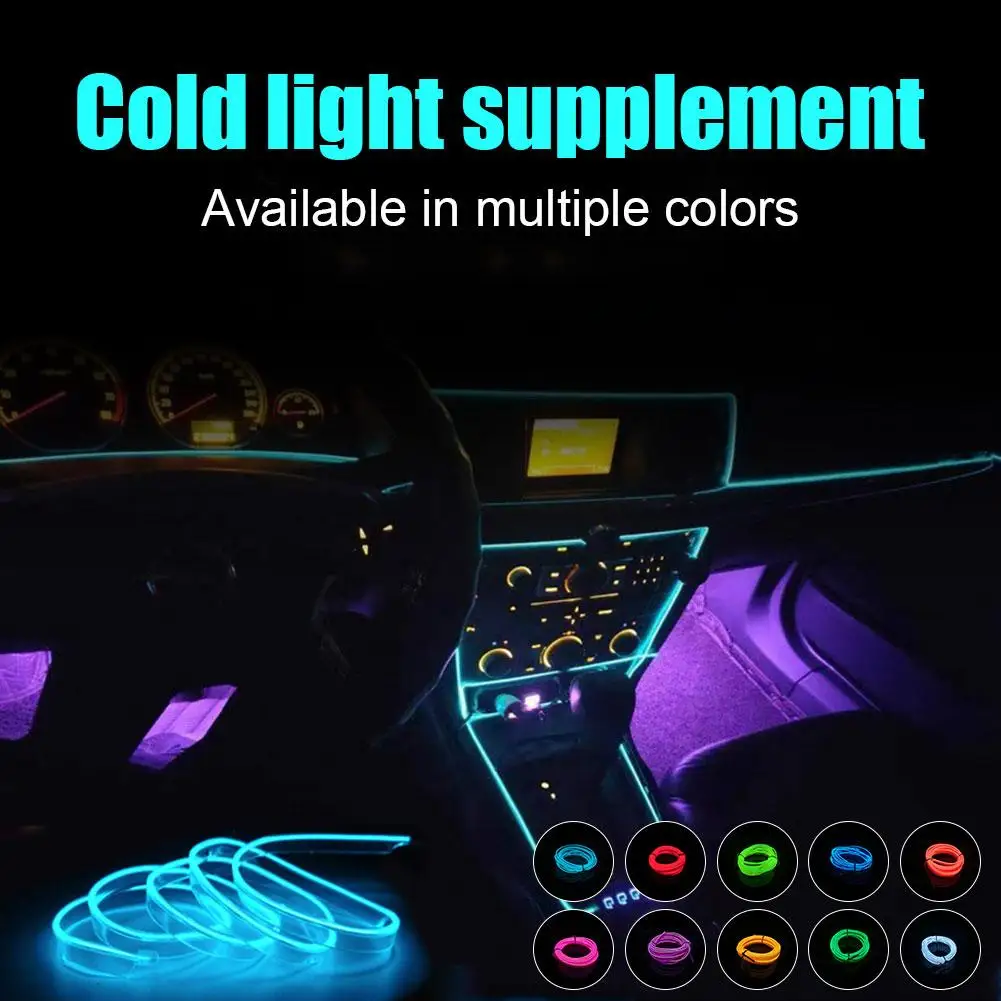 

2 м атмосферное освещение для автомобиля, неоновая лампа, веревочная полоса, декоративная проводка для автомобиля, для самостоятельной сборки автомобиля, холодная подсветка J0A3