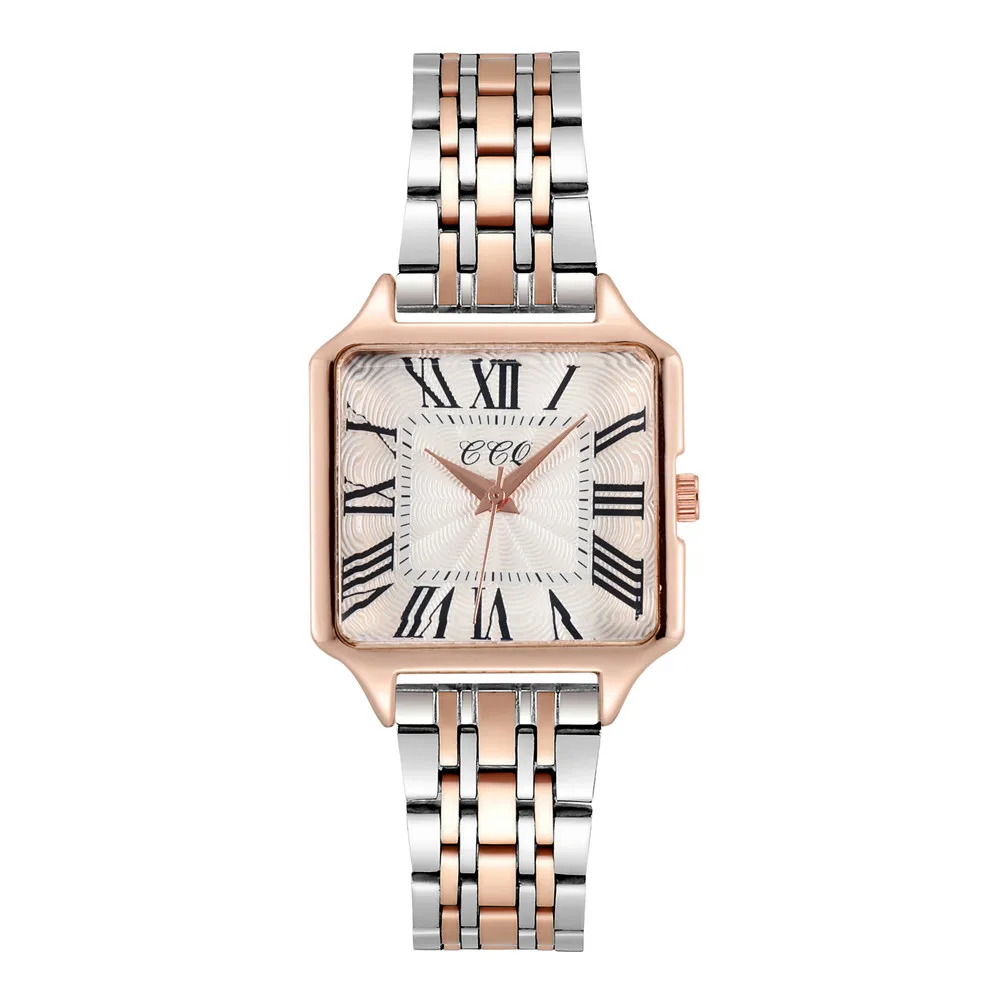 Women's Fashion Roman Design Square Watches Room Gold Alloy Strap Luxury Ladies Quartz Wristwatches Qualities Female Clock