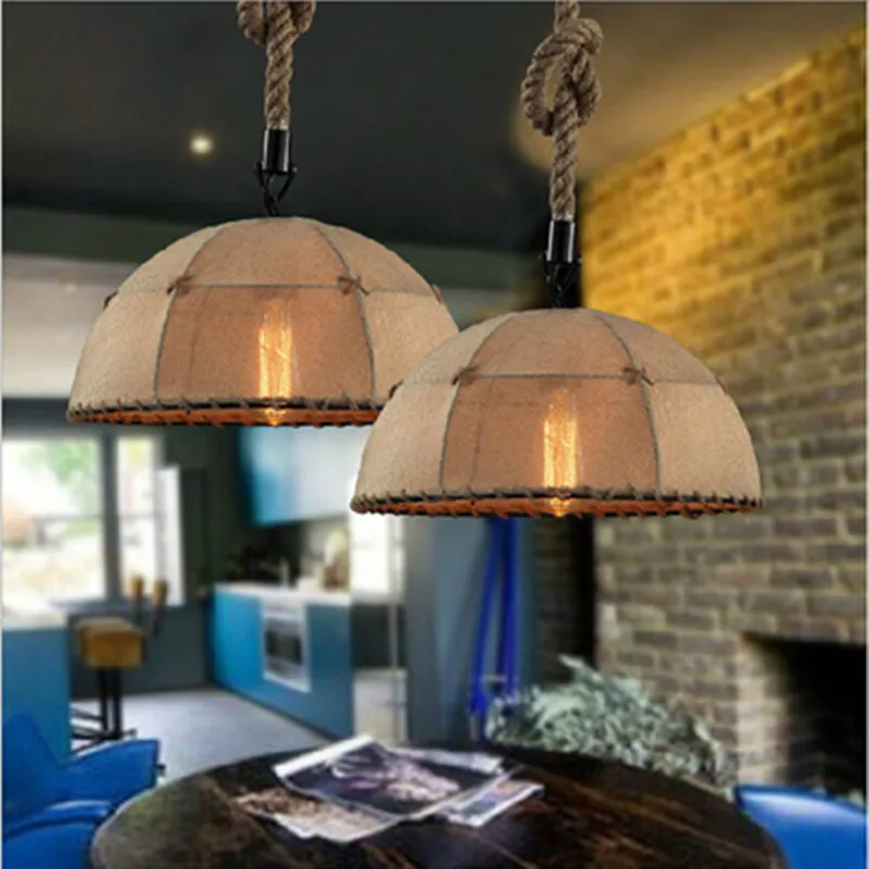American country twine cloth style coffee industry style clothing store loft creative single-headed lid restaurant chandelier