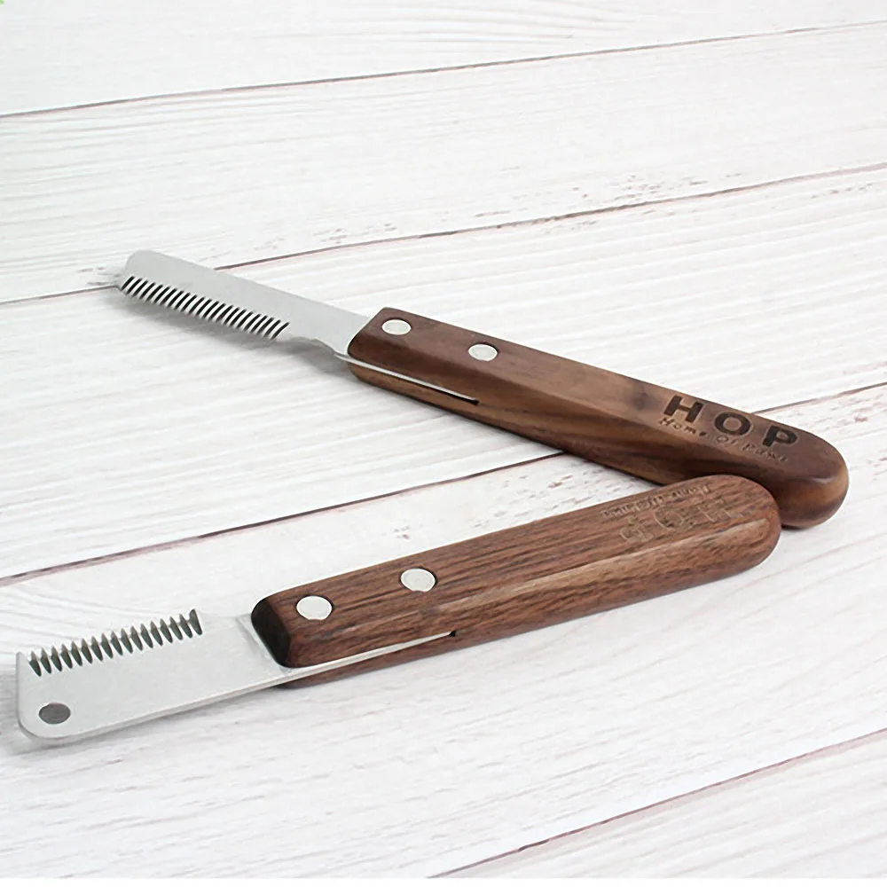 

Stainless Steel Wooden Handle Stripping Knife Professional Cat Dog Pet Comb Shaving Plucking Hair Comb Knife Pet Grooming Tools