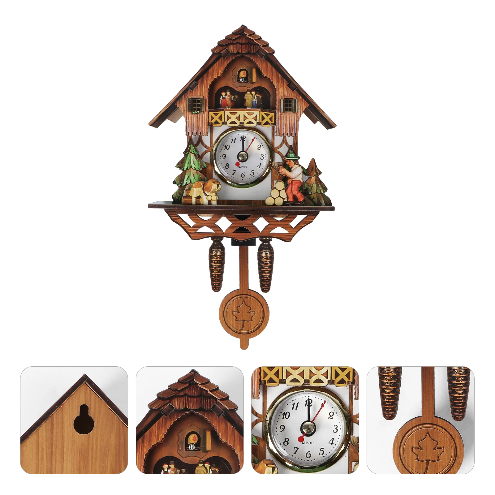 

Clock Wall Wooden Wood Pendulum Vintage Clocks Cuckoo Kids Bird Retro Hanging 3D Chiming Decor Forest Decorative Silent Modern