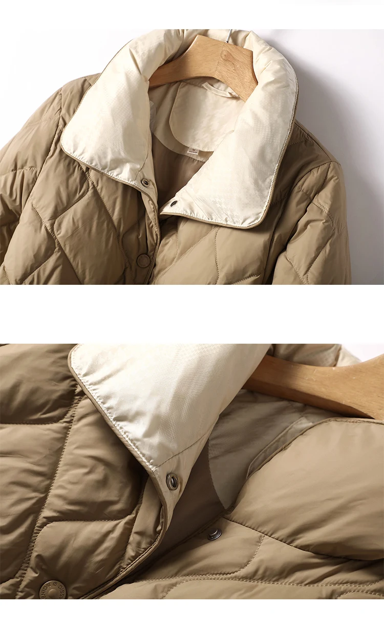 Thin Top Fashion Design Casacos De Inverno Feminino  90%  White Duck Down  Vintage  Autumn/Winter  Covered Button