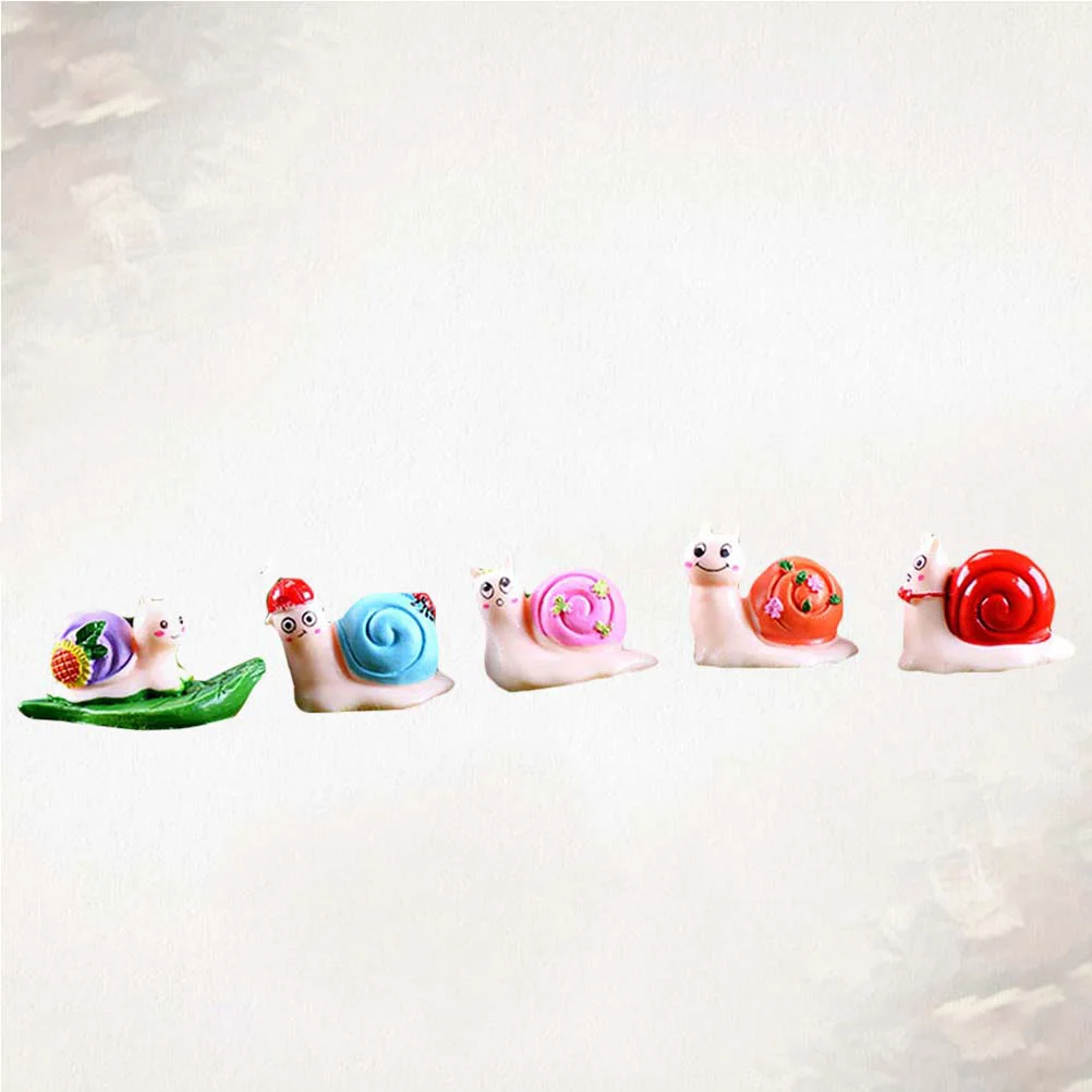 

5pcs Miniatures Moss Micro Landscape Cute Resin Snails Ornaments for Decoration Home Mini House