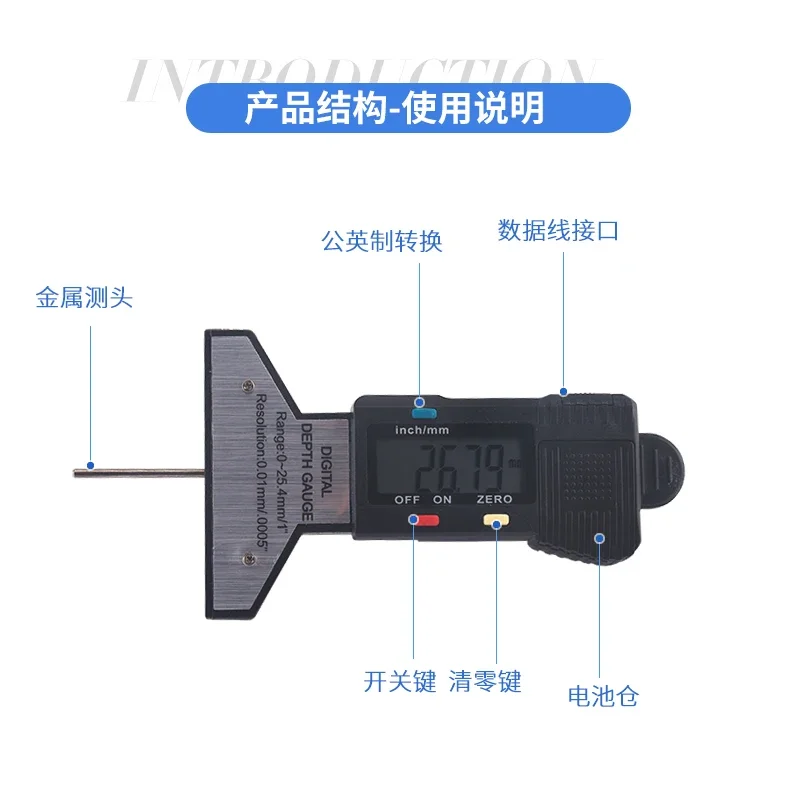 Цифровая линейка глубины с рисунком шин обнаружение износа новый автомобиль