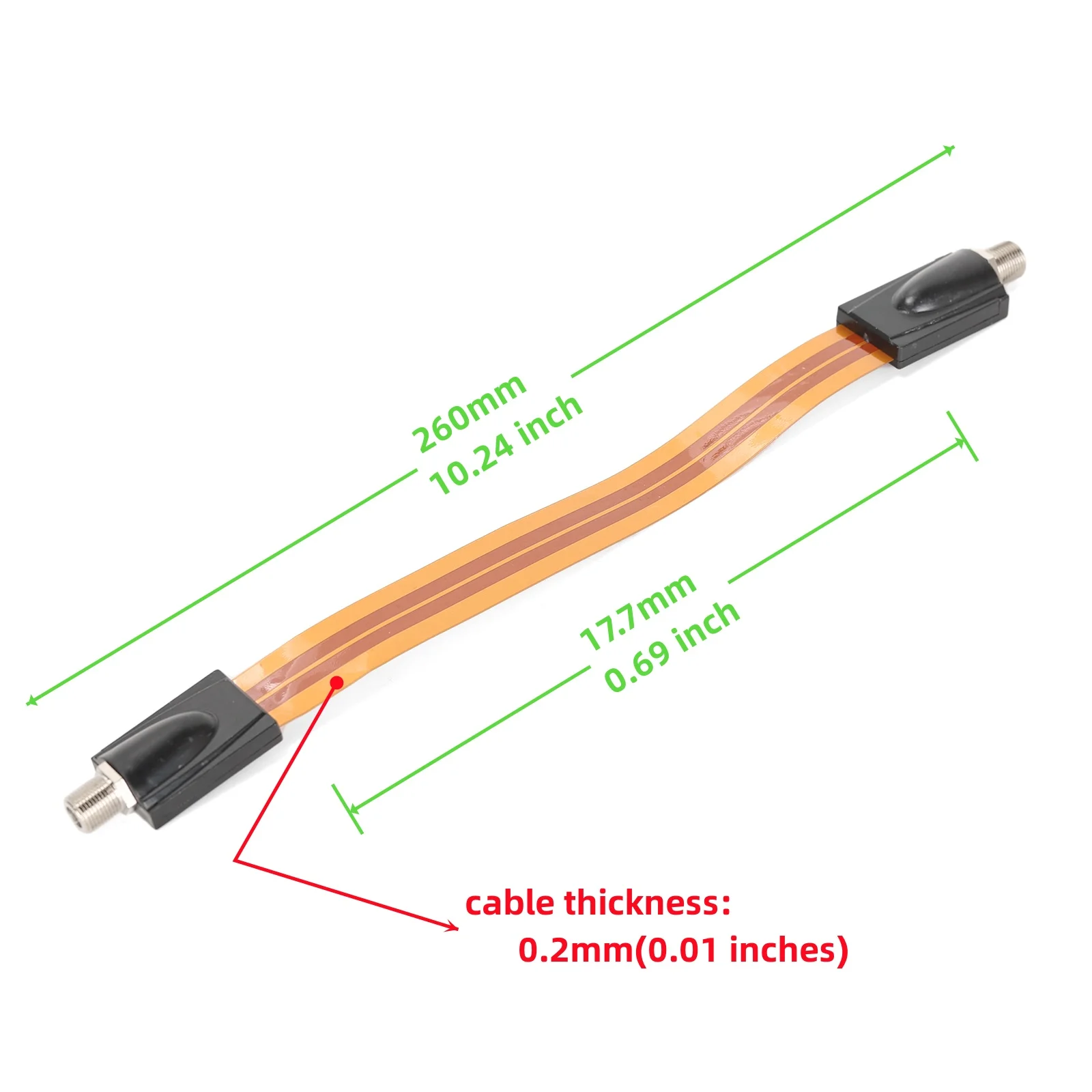Фото 2 шт. плоский коаксиальный соединительный кабель RG6 F типа для окон/дверей, коаксиальный кабель, совместимый с кабельным телевизором, видеонаблюдения №2