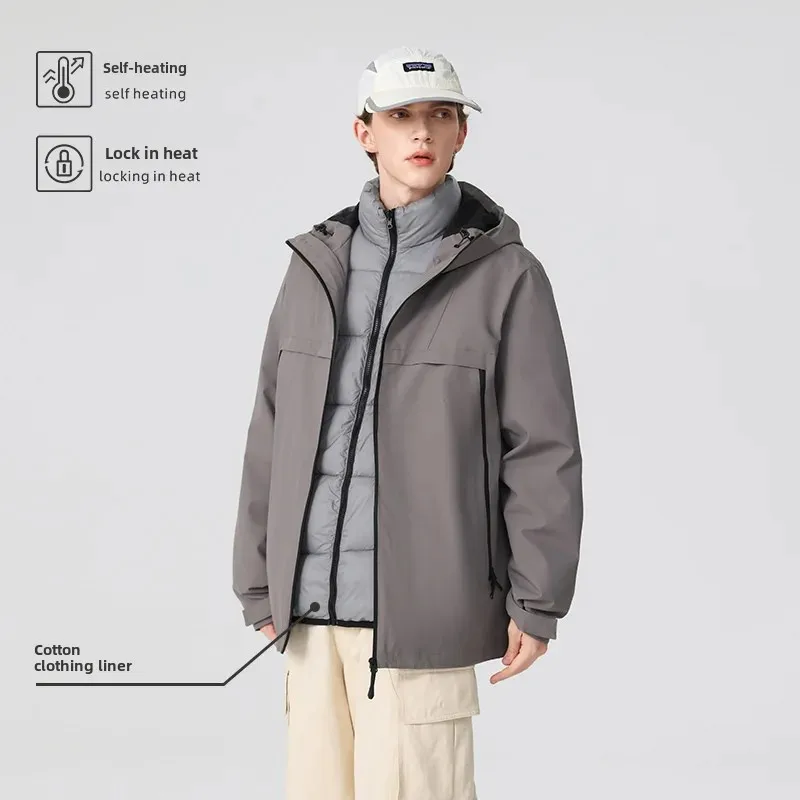 Detachable Inner Liner Three-in-One Climbing Suit Men's Autumn/Winter Outdoor Camouflage Workwear Hooded Capability Hood |